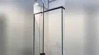 Bathroom Rectangle Pivot Glass Door Shower Enclosure in Black Frame