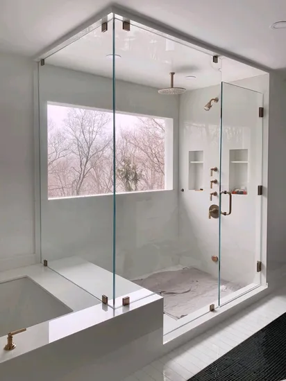 10mm Heat Soak Test Tempered Toughened Glass Frameless Hinged Shower Door