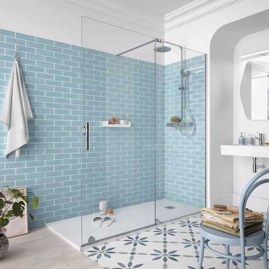 Porta doccia girevole in alluminio con cabina in vetro