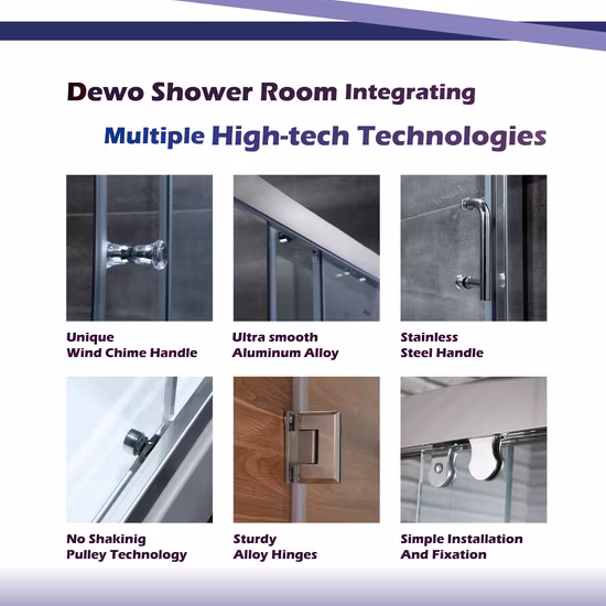 Porta scorrevole in vetro temperato da 8 mm e 10 mm per cabina doccia