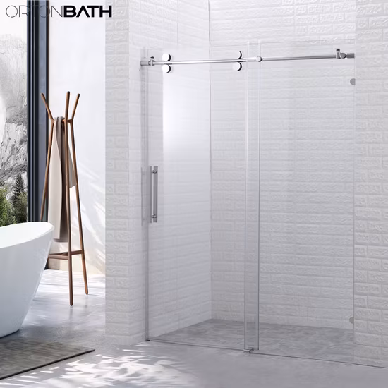 Cabine doccia Qian Yan Produzione di cabine per vasca da bagno in vetro con cerniera senza telaio in Cina Cabina doccia in acciaio inossidabile di lusso satinato nero opaco cromato